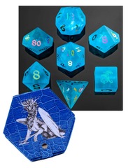 Hymgho Dice: 7 Set Polyhedral Dragon's Hoard Gemstone Sea Blue BRB022